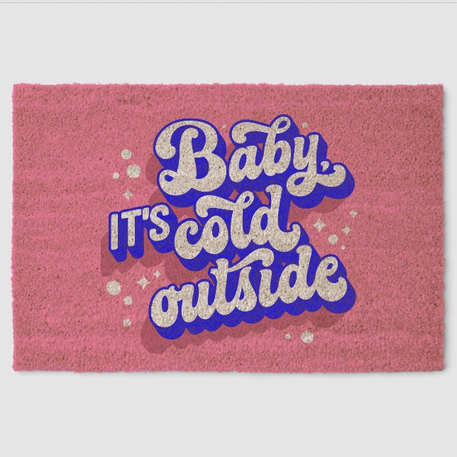 Playful Baby, It’s Cold Outside Winter Design Fiber Doormat (Front)