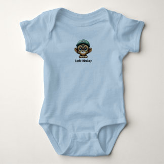 Playful Baby Monkey with Green Hat Funny Cartoon Bodysuit