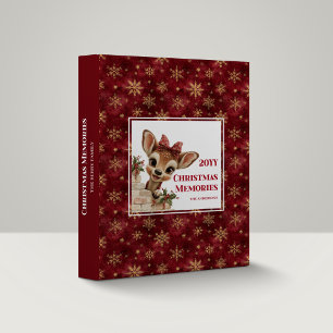 Playful Baby Reindeer Christmas Keepsake Book 3 Ring Binder