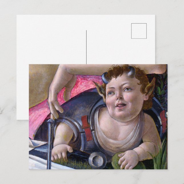 Playful Baby Satyr Detail Botticelli Fine Art Postcard (Front/Back)