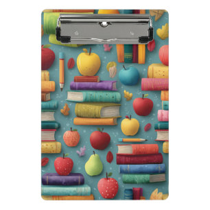 Playful Back-to-School Design with Books and Apple Mini Clipboard
