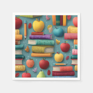Playful Back-to-School Design with Books and Apple Napkins