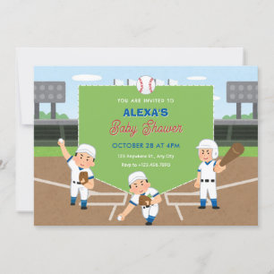 Playful baseball baby shower invitation