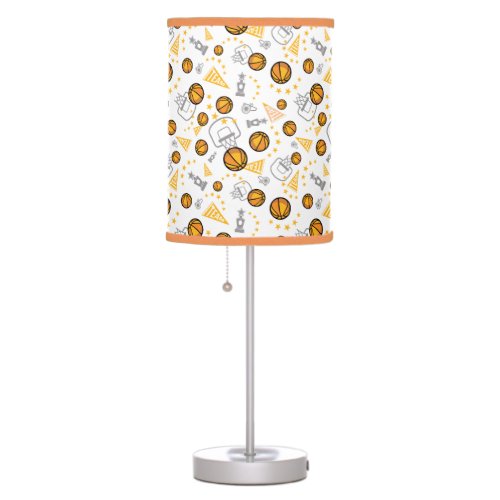 Playful Basketball All_over Gold  White Table Lamp