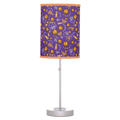 Playful Basketball All_over Purple  Gold Table Lamp