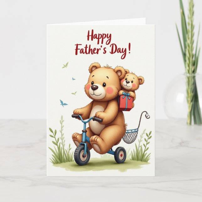 Playful Bear Fathers Day Scene Card (Front)