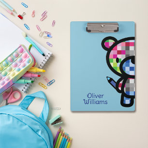 Playful Bear Kids Custom Name Clipboard