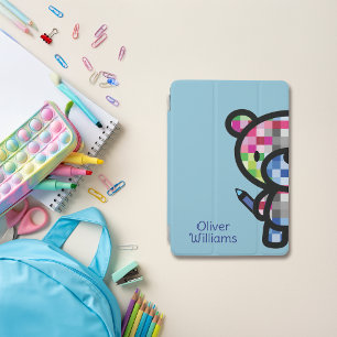 Playful Bear Kids Custom Name iPad Mini Cover