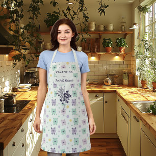 Playful Bear with Herb Silhouette - Custom kitchen Apron