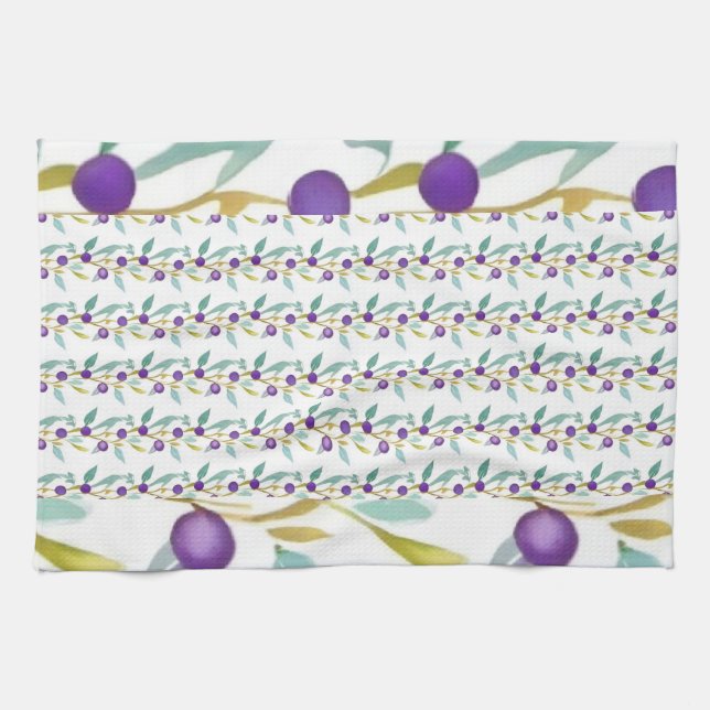 Playful berries and vines  kitchen towel (Horizontal)