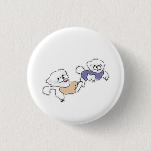 Playful Bichon Frise Dogs Duo Custom Gift Button