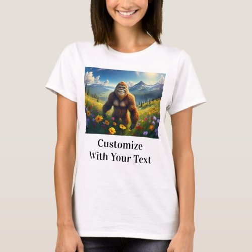 Playful Bigfoot Meadow Flowers T_Shirt