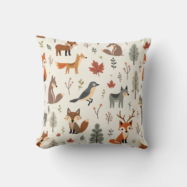 Playful birds pillow cushion (Front)