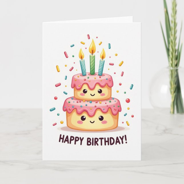 Playful Birthday Cake Card (Front)