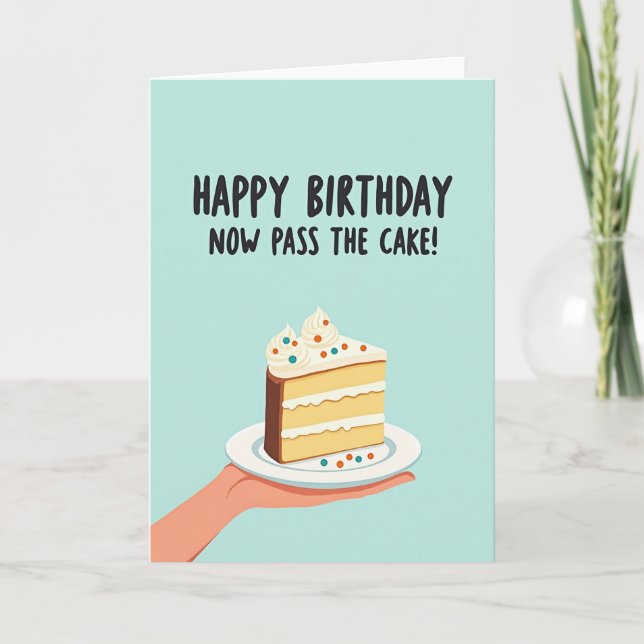 Playful Birthday Cake Slice Card (Front)