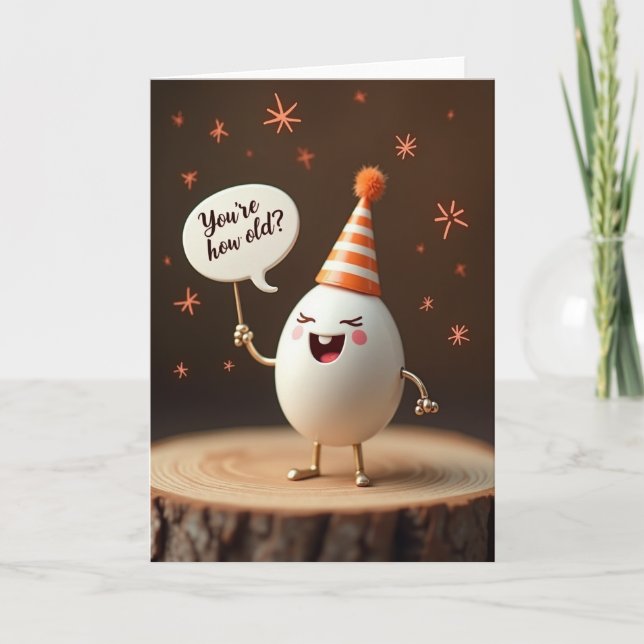 Playful Birthday Egg Character Card (Front)