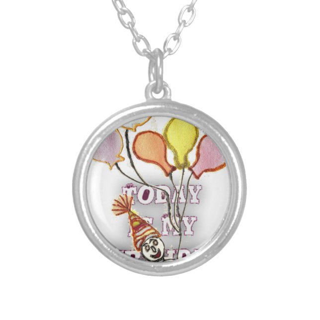Playful Birthday Greeting: Happy Birthday Bro. Silver Plated Necklace (Front)