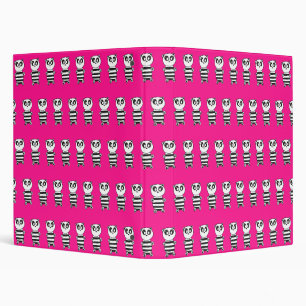 Playful Black and White Panda Art 3 Ring Binder