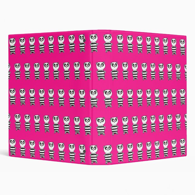 Playful Black and White Panda Art 3 Ring Binder (Background)