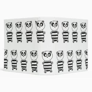 Playful Black and White Panda Art 3 Ring Binder