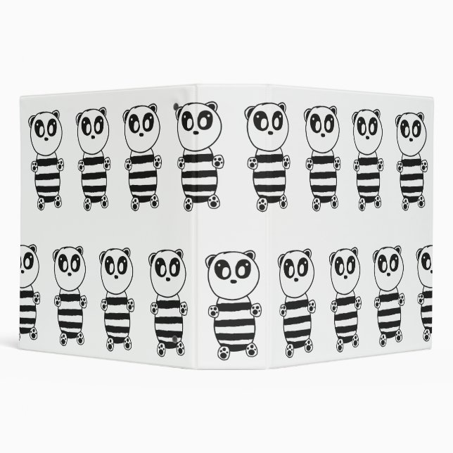 Playful Black and White Panda Art 3 Ring Binder (Background)