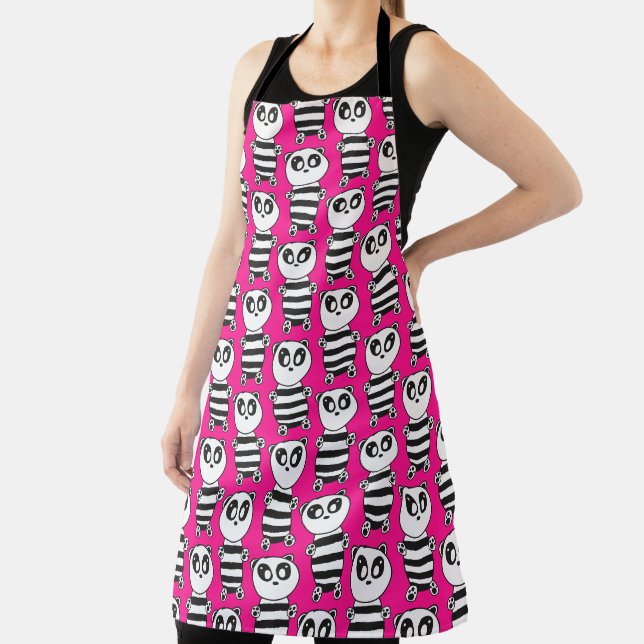 Playful Black and White Panda Art Apron (Insitu)