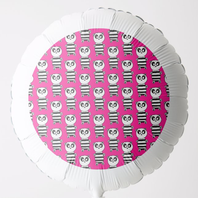 Playful Black and White Panda Art Balloon (Front)