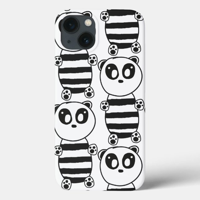 Playful Black and White Panda Art Case-Mate iPhone Case (Back)