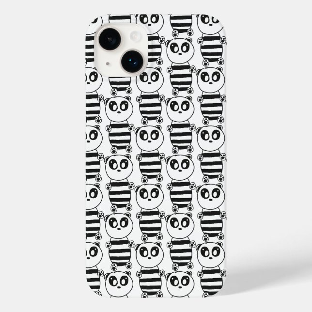 Playful Black and White Panda Art Case-Mate iPhone Case (Back)