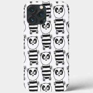 Playful Black and White Panda Art iPhone 13 Pro Max Case