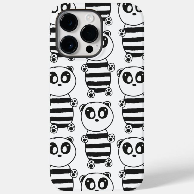 Playful Black and White Panda Art Case-Mate iPhone Case (Back)