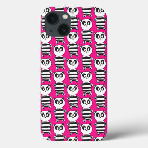 Playful Black and White Panda Art iPhone 13 Case
