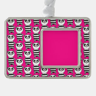Playful Black and White Panda Art Christmas Ornament