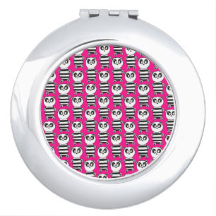 Playful Black and White Panda Art Compact Mirror