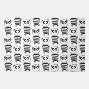 Playful Black and White Panda Art Doormat