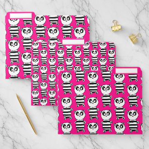 Playful Black and White Panda Art File Folder
