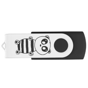Playful Black and White Panda Art Flash Drive