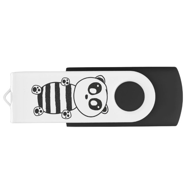 Playful Black and White Panda Art Flash Drive (Back)
