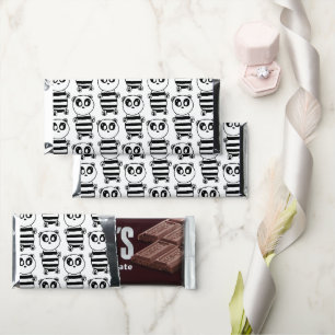Playful Black and White Panda Art Hershey Bar Favors