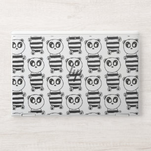 Playful Black and White Panda Art HP Laptop Skin