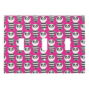 Playful Black and White Panda Art Light Switch Cover