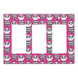 Playful Black and White Panda Art Light Switch Cover