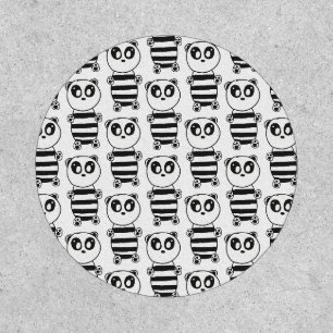 Playful Black and White Panda Art Patch