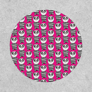 Playful Black and White Panda Art Patch