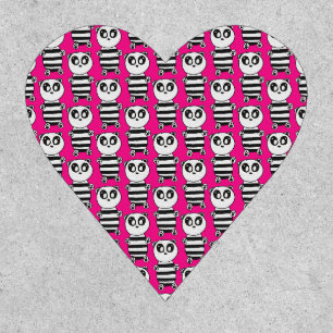 Playful Black and White Panda Art Patch
