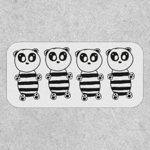 Playful Black and White Panda Art Patch
