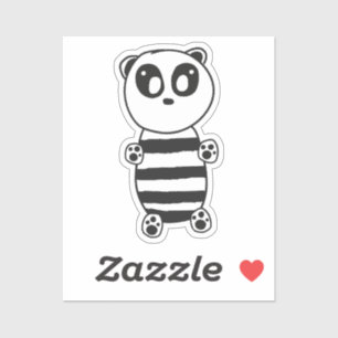 Playful Black and White Panda Art Sticker