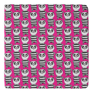 Playful Black and White Panda Art Trivet