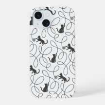 Playful Black Cat and Yarn Ball Pattern