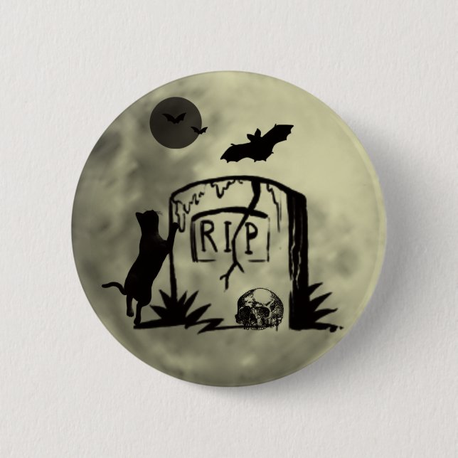 Playful Black Cat Button (Front)